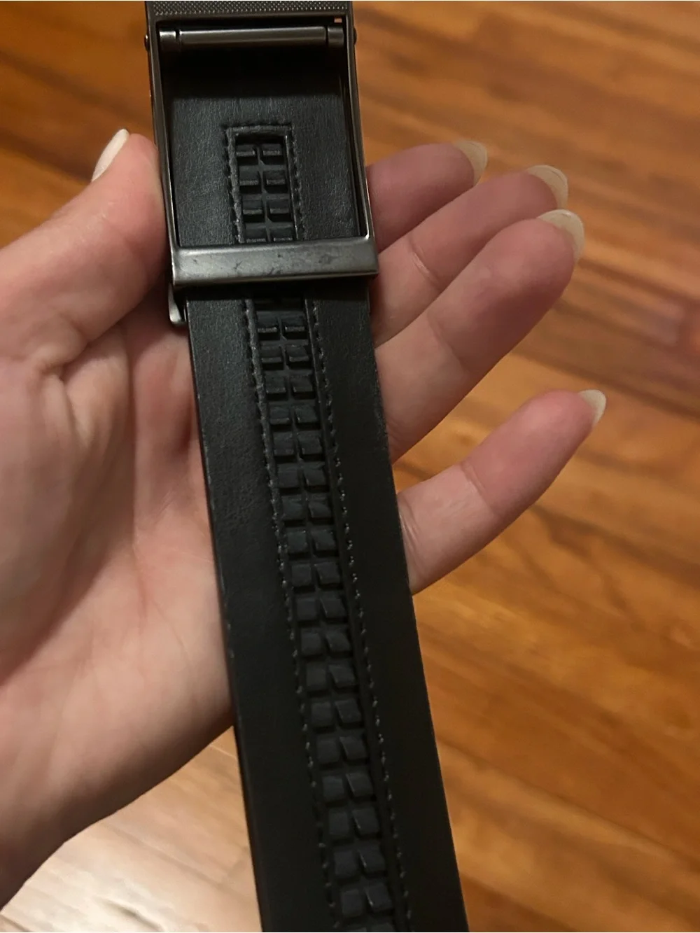Classic Men's Brown Leather Belt with Matte Gunmetal Buckle